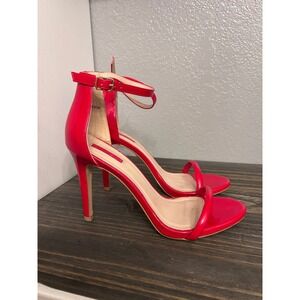 Red Ankle Strap Stiletto Heel Sandals Size 8.5 Sexy Party Date Night